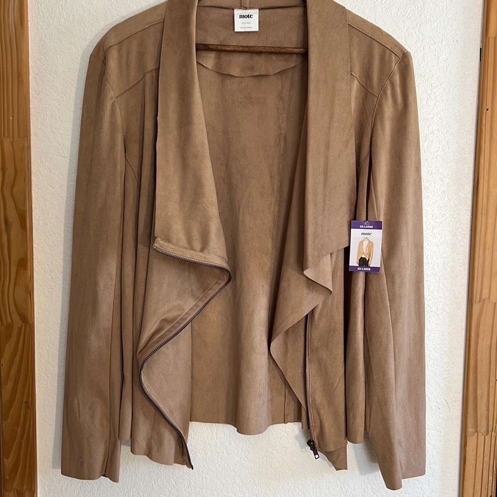 Mote women’s XXLarge khaki faux suede coat .